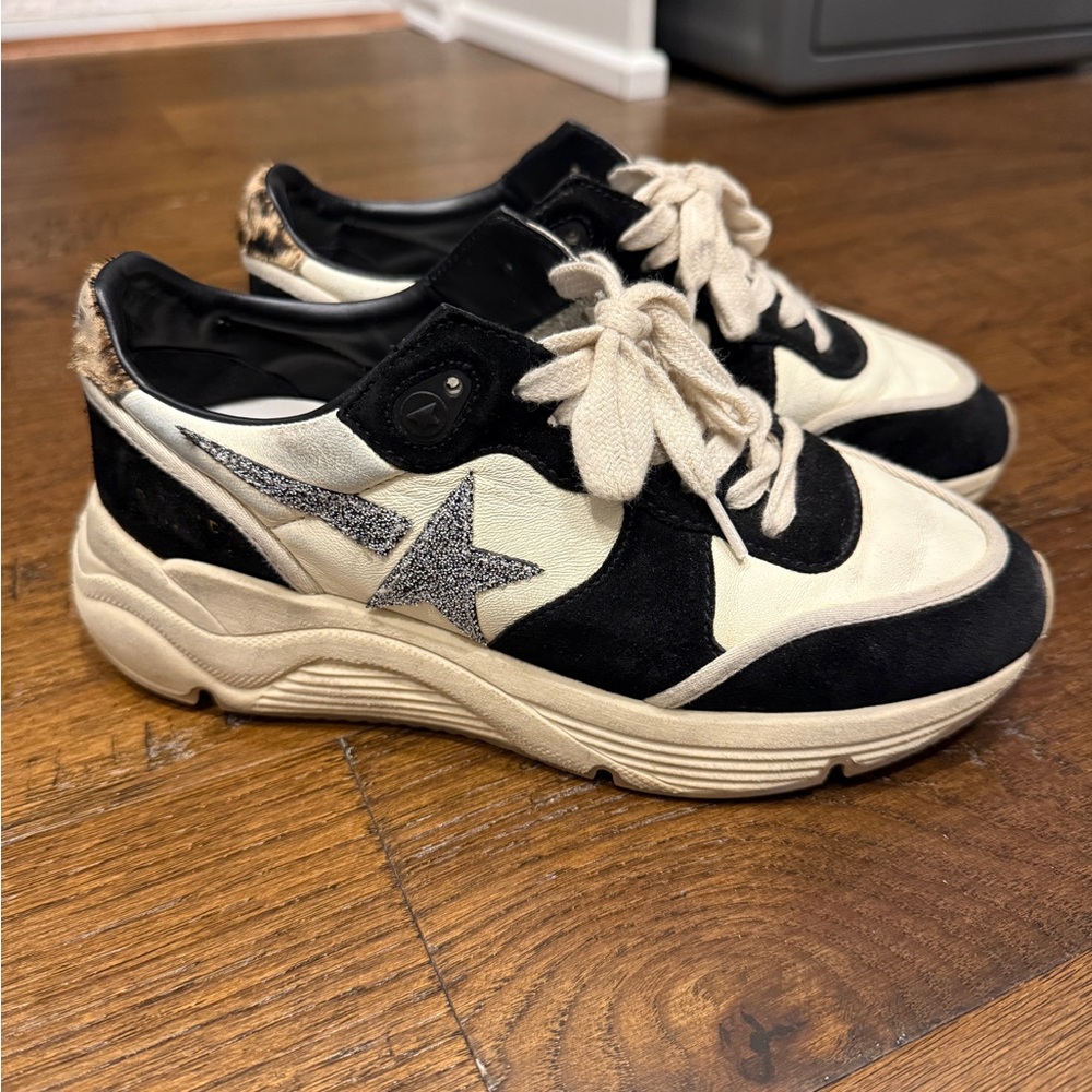 Golden Goose - Running Sole - Mixed Media - Black/White with gum bottom - sz 36